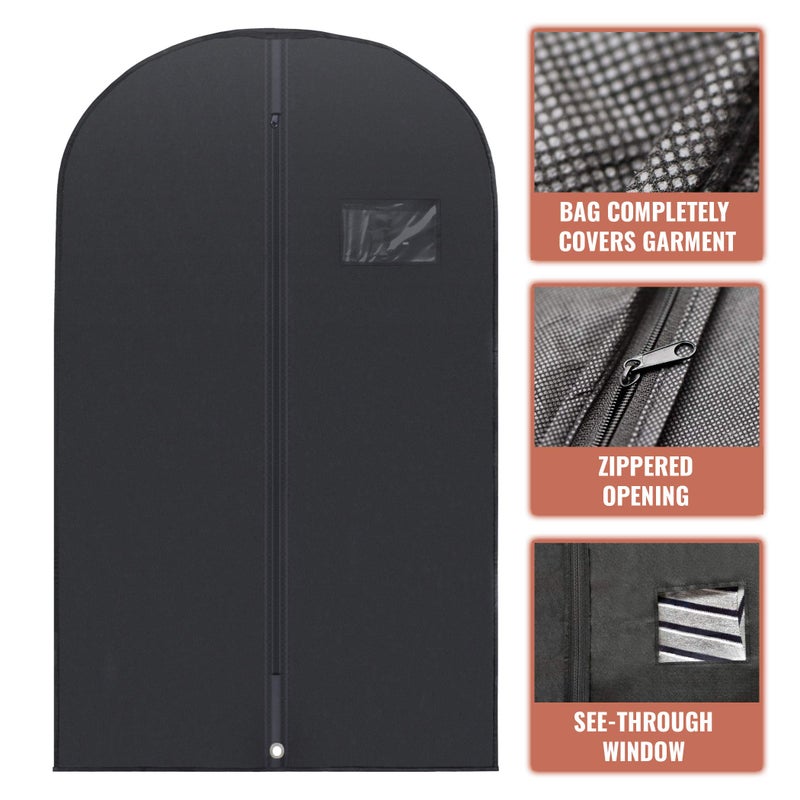 PLX 40" Black Garment Bags Suit Bag for Travel & Clothing Storage of Dresses, Shirts, Fur Coats, Jackets & Dance Costumes - Hanging Suit Cover for Men & Women Closet Storage Garment Protector - Image 2